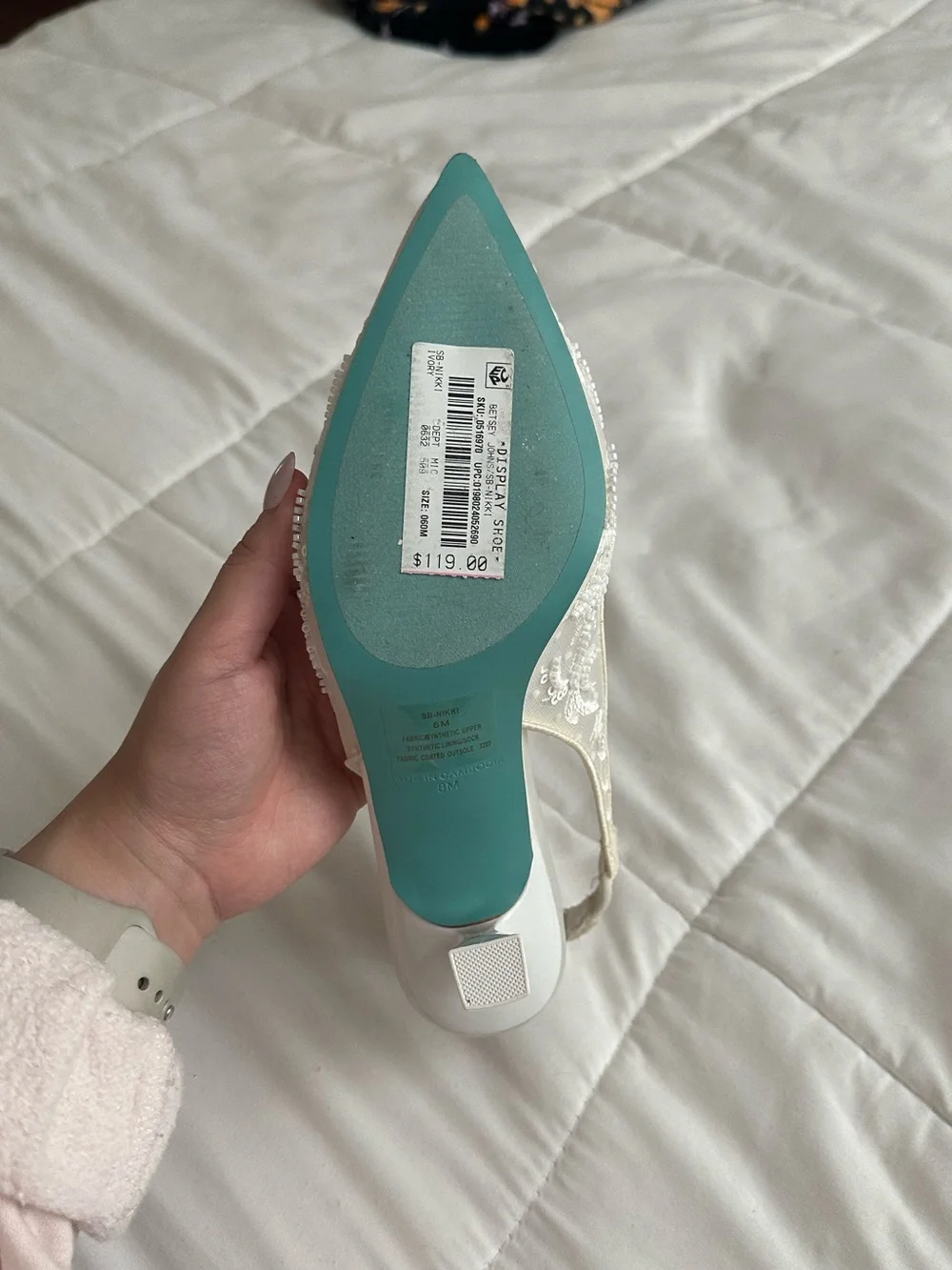 Betsey Johnson Ivory Beaded Pointed Slingback Heels - Picture 7 of 7